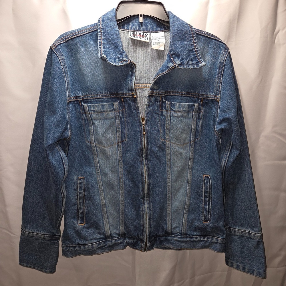 Vintage Bill Blass 2 Tone Denim Full Zip Jacket Size Medium 90's Retro